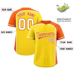 Gold Orange Color Block Authentic Baseball Jersey 2