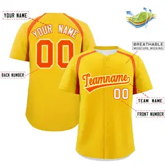 Gold Orange Color Block Authentic Baseball Jersey 2