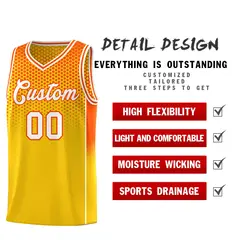 Gold Orange Dot Pattern Reversible Side Gradient Basketball Jersey Kits 3