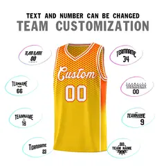 Gold Orange Dot Pattern Reversible Side Gradient Basketball Jersey Kits 4