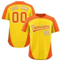Gold Orange Edge Color Block Authentic Baseball Jersey 1