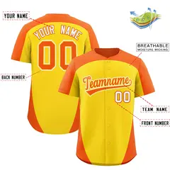 Gold Orange Edge Color Block Authentic Baseball Jersey 2