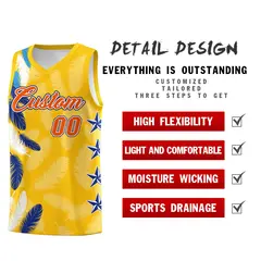 Gold Orange Feather Series Graffiti Pattern Basketball Jersey 2