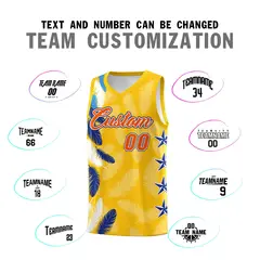 Gold Orange Feather Series Graffiti Pattern Basketball Jersey 4