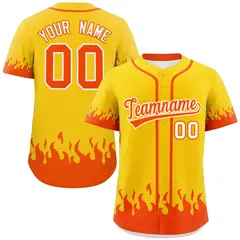 Gold Orange Flame Graffiti Authentic Baseball Jersey