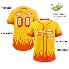 Gold Orange Flame Graffiti Authentic Baseball Jersey 2
