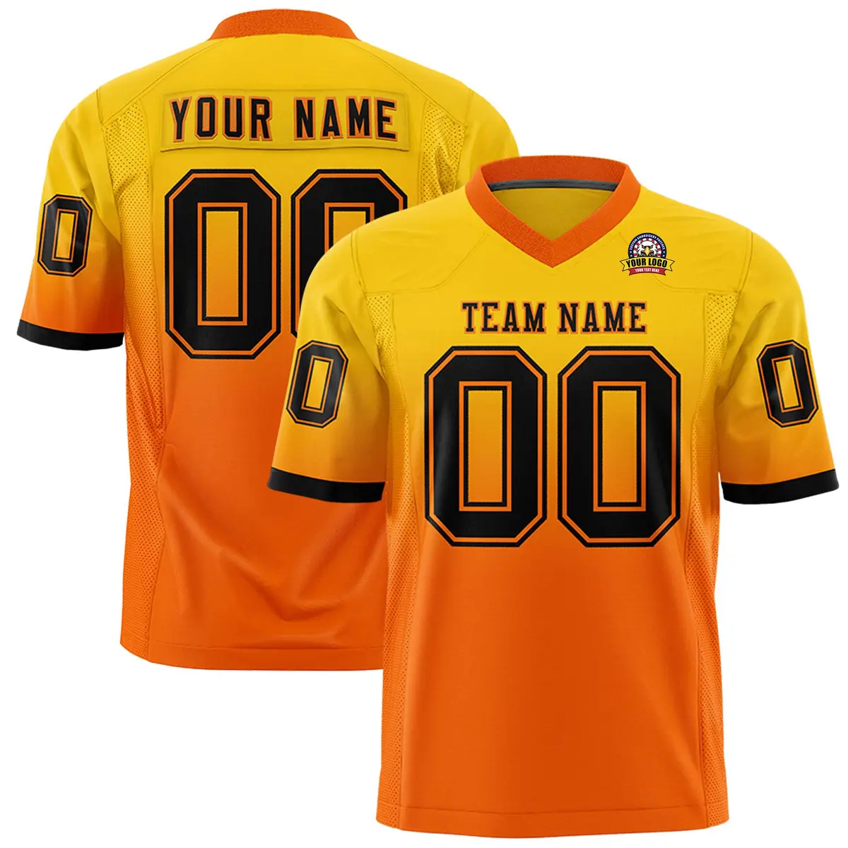 Gold Orange Gradient Fashion Authentic Football Jersey
