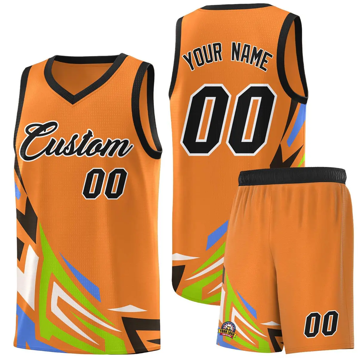 Gold Orange Gradient Graffiti Pattern Basketball Jersey