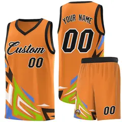 Gold Orange Gradient Graffiti Pattern Basketball Jersey