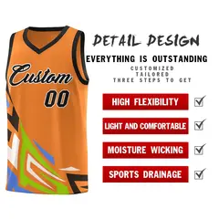 Gold Orange Gradient Graffiti Pattern Basketball Jersey 2