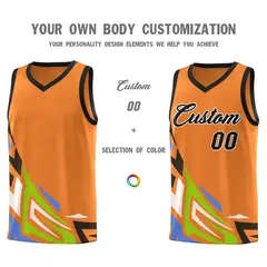Gold Orange Gradient Graffiti Pattern Basketball Jersey 3