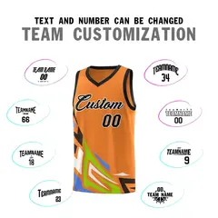 Gold Orange Gradient Graffiti Pattern Basketball Jersey 4