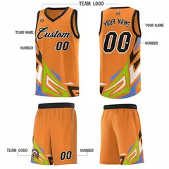 Gold Orange Gradient Graffiti Pattern Basketball Jersey 5