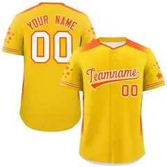Gold Orange Gradient Star Pattern Authentic Baseball Jersey 1