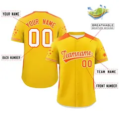 Gold Orange Gradient Star Pattern Authentic Baseball Jersey 2
