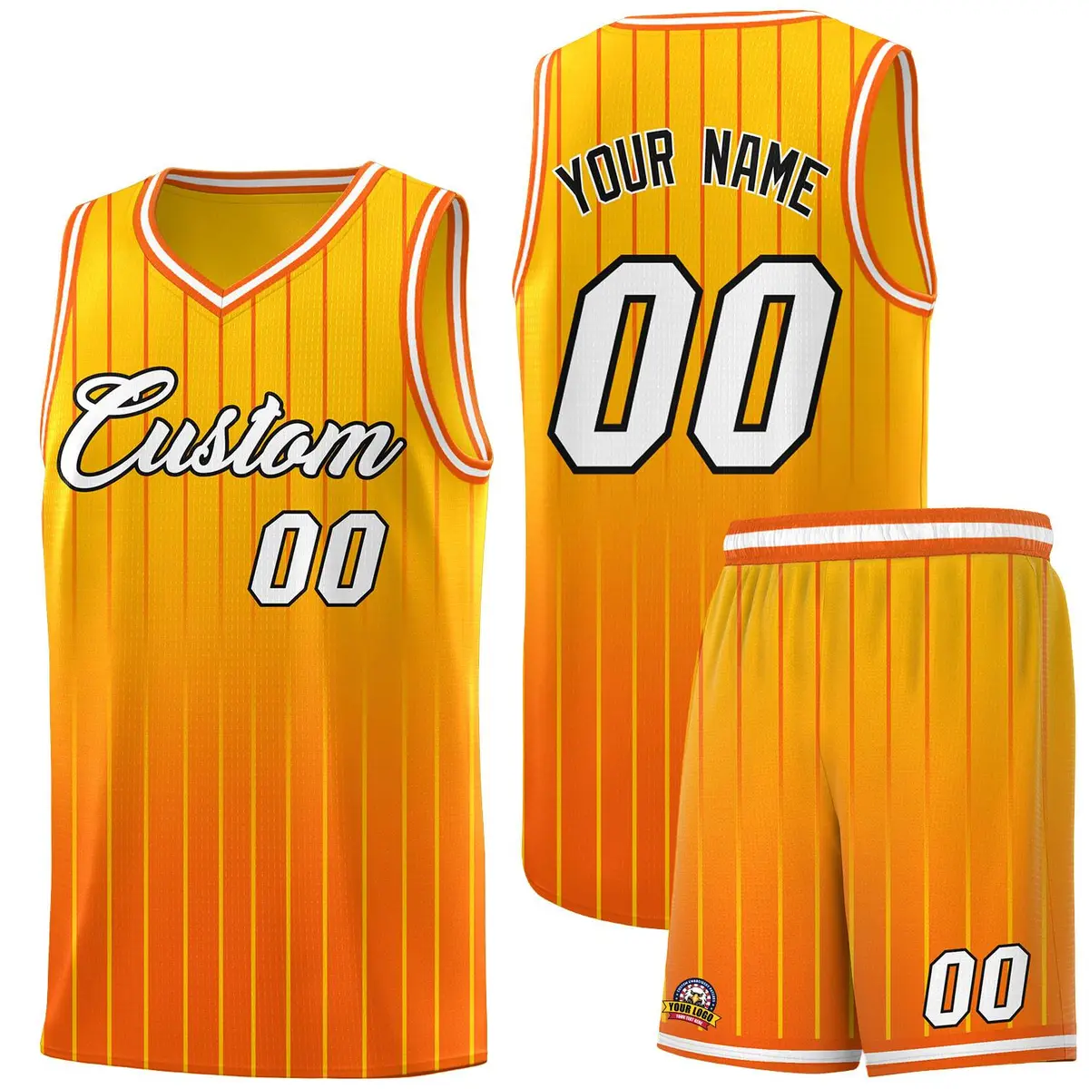 Gold Orange Gradient Stripe Fashion Basketball Jersey