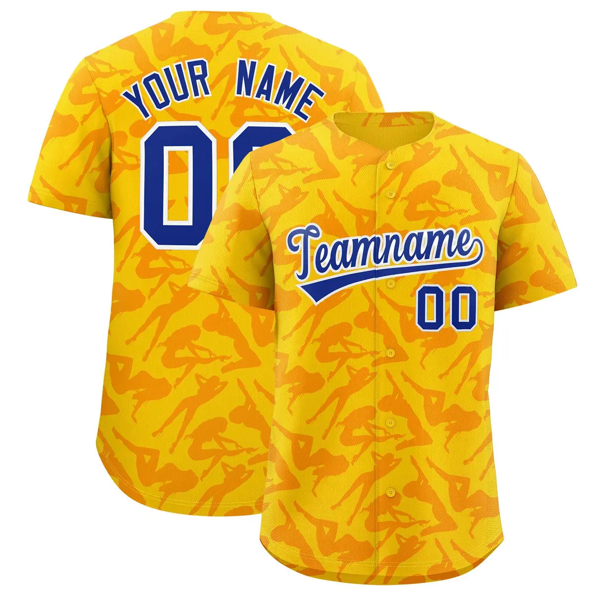 Gold Orange Graffiti Pattern Authentic Baseball Jersey