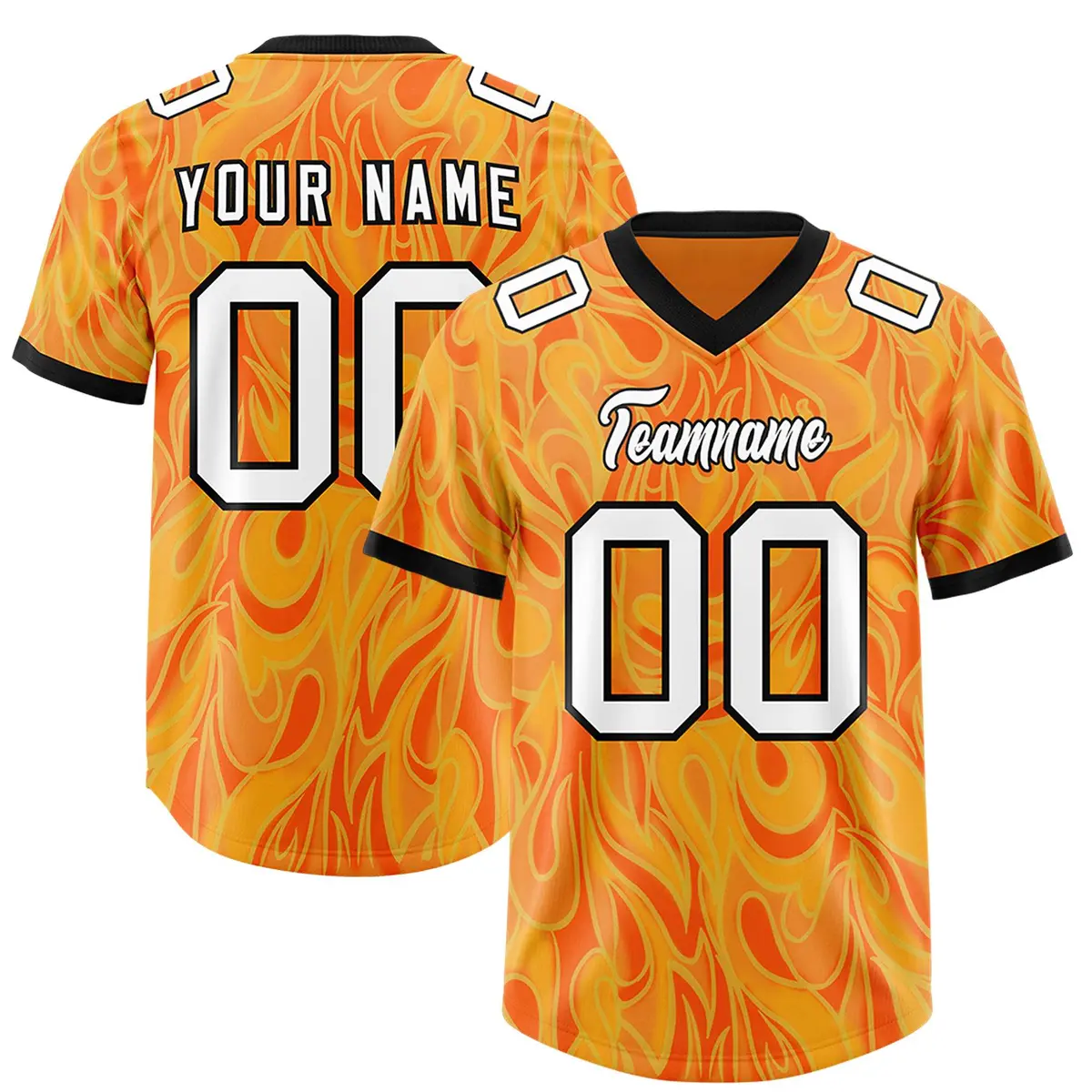 Gold Orange Graffiti Pattern Authentic Football Jersey