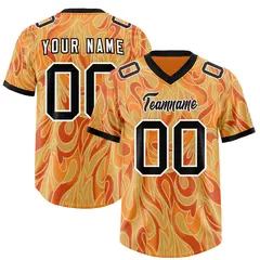 Gold Orange Graffiti Pattern Authentic Football Jersey 1