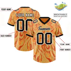 Gold Orange Graffiti Pattern Authentic Football Jersey 2