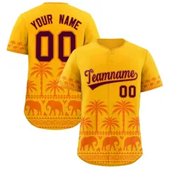 Gold Orange Graffiti Pattern Bossinia Style Baseball Jersey 1