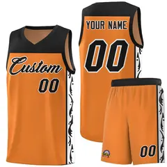 Gold Orange Graffiti Side Pattern Basketball Jersey