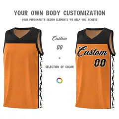 Gold Orange Graffiti Side Pattern Basketball Jersey 3