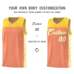 Gold Orange Graffiti Side Pattern Basketball Jersey 3