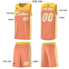Gold Orange Graffiti Side Pattern Basketball Jersey 5
