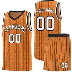 Gold Orange Gray Pinstripe Retro Basketball Jersey