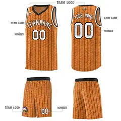 Gold Orange Gray Pinstripe Retro Basketball Jersey 5