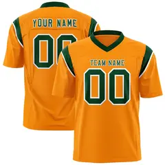 Gold Orange Green Shoulder Cut Two-Tone Flag Football Jersey 1