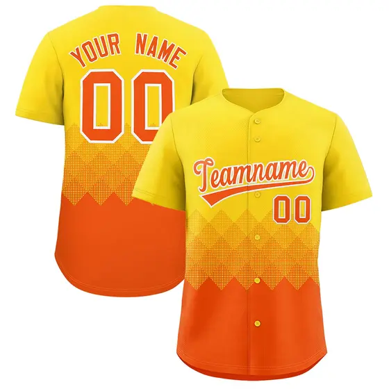 Gold Orange Grid Blur Pattern Baseball Jersey