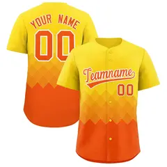Gold Orange Grid Blur Pattern Baseball Jersey 1