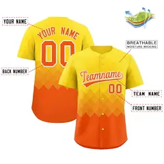 Gold Orange Grid Blur Pattern Baseball Jersey 2