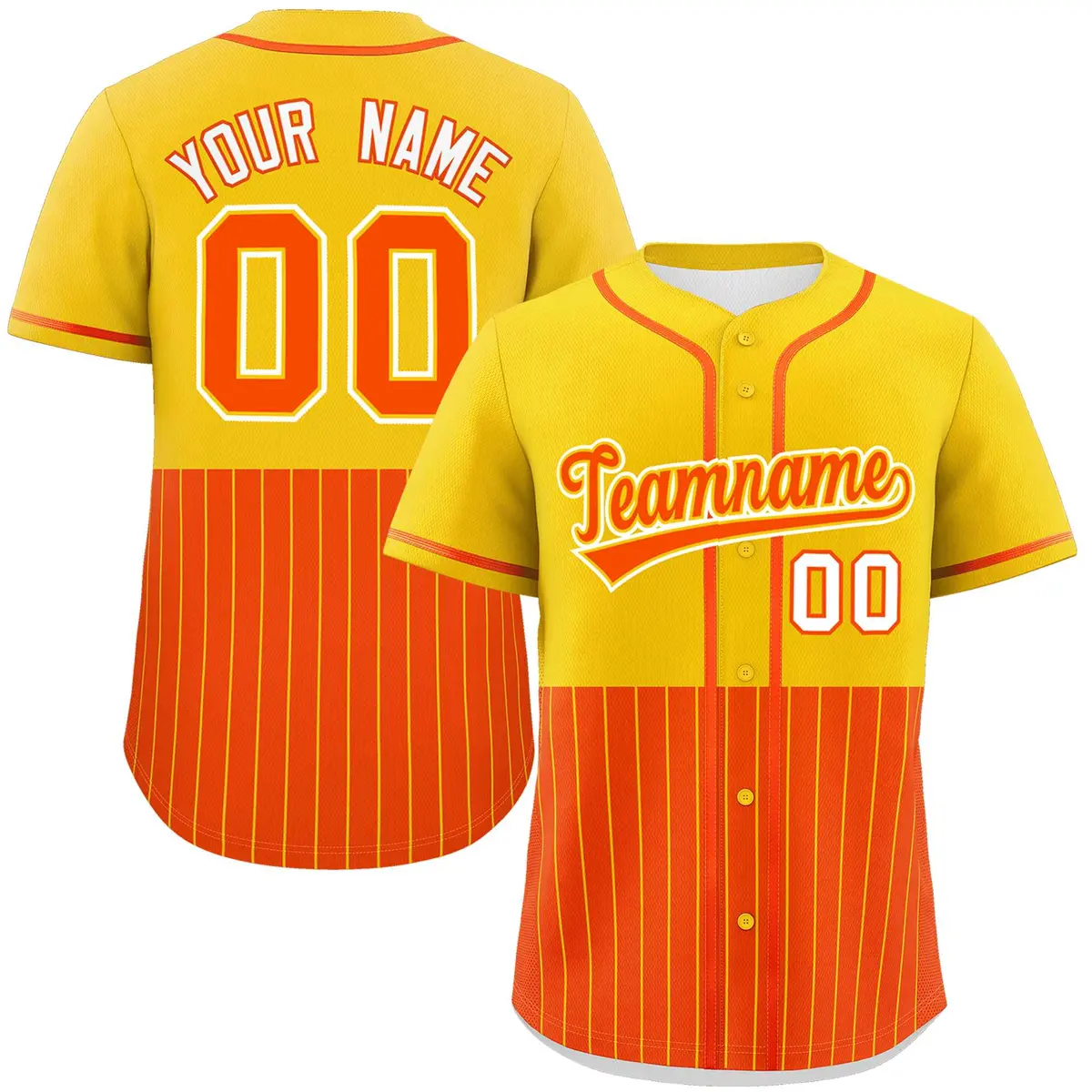 Gold Orange Half Stripe Authentic Baseball Jersey