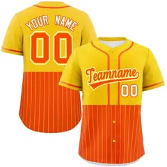 Gold Orange Half Stripe Authentic Baseball Jersey 1