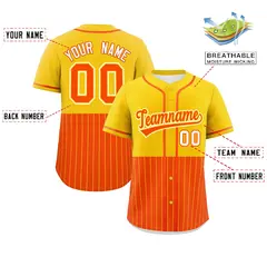 Gold Orange Half Stripe Authentic Baseball Jersey 2