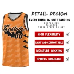 Gold Orange Halloween Bat Pattern Basketball Jersey 2