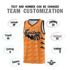 Gold Orange Halloween Bat Pattern Basketball Jersey 4