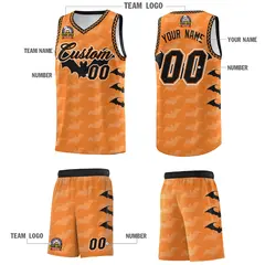 Gold Orange Halloween Bat Pattern Basketball Jersey 5