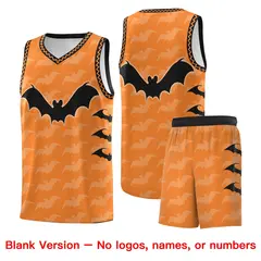 Gold Orange Halloween Bat Pattern Basketball Jersey 7