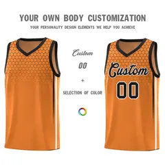Gold Orange Honeycomb Pattern Basketball Uniform Jersey 3