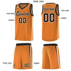 Gold Orange Honeycomb Pattern Basketball Uniform Jersey 5