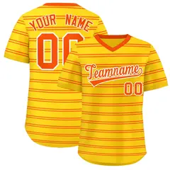 Gold Orange Horizontal Stripe Pullover Baseball Jersey 1