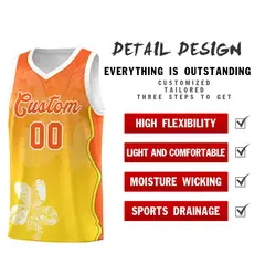 Gold Orange Illusion Flower Gradient Basketball Jersey 2