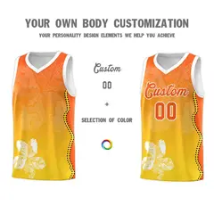 Gold Orange Illusion Flower Gradient Basketball Jersey 3