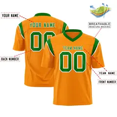 Gold Orange Kelly Green Shoulder Cut Two-Tone Flag Football Jersey 2
