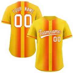 Gold Orange Lapel Gradient Fashion Baseball Jersey 1