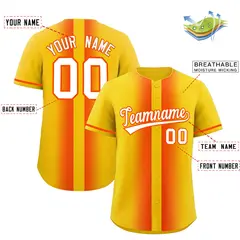 Gold Orange Lapel Gradient Fashion Baseball Jersey 2
